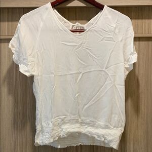 Paper Crane White Short Sleeve V-Neck Top